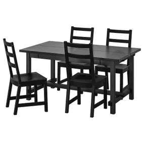 IKEA NORDVIKEN НОРДВІКЕН / NORDVIKEN НОРДВІКЕН, стіл+4 стільці, чорний / чорний, 152 / 223x95 см 593.051.55 фото
