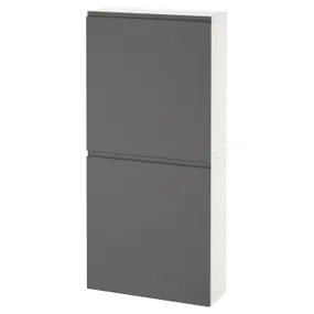 IKEA BESTÅ БЕСТО, навесной шкаф с 2 дверями, белый/ темно-серый, 60x22x128 см 194.219.82 фото