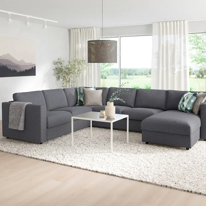 IKEA VIMLE ВИМЛЕ, углов 5-мест диван-кровать+козетка, Окрашенный в средне-серый цвет 095.452.66 фото №3
