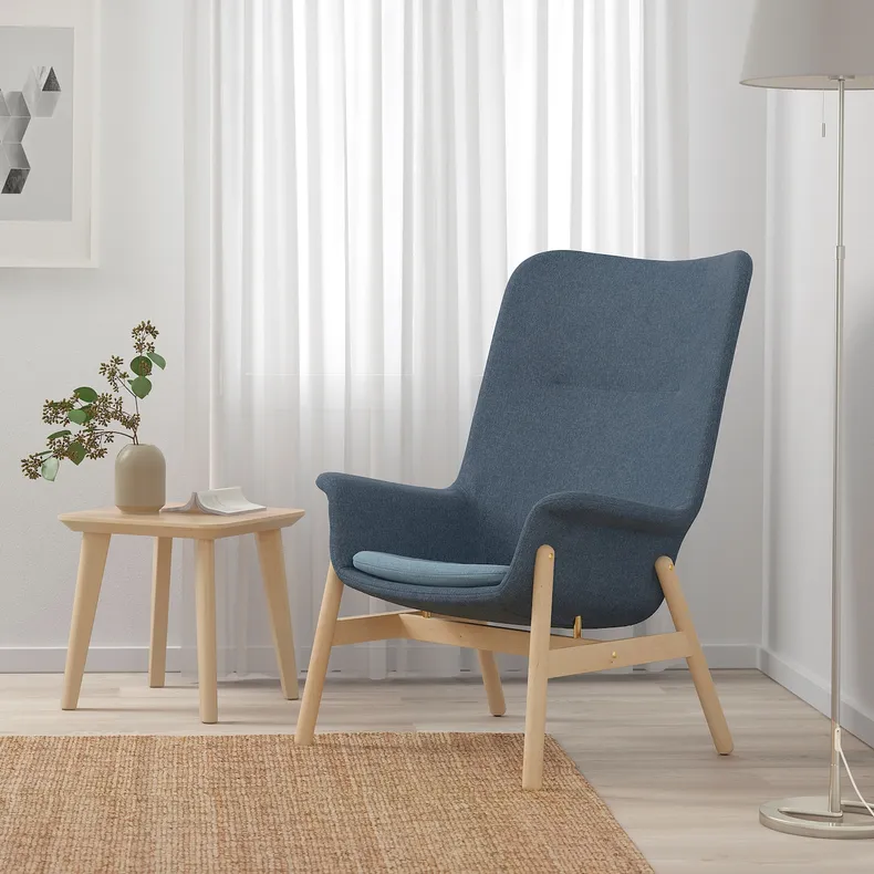 IKEA VEDBO ВЕДБУ, крісло із високою спинкою, Синій. 005.522.23 фото №2