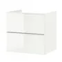IKEA GODMORGON ГОДМОРГОН, шафа під раковину із 2 шухлядами, глянцевий білий, 60x47x58 см 801.955.36 фото