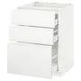 IKEA METOD МЕТОД / MAXIMERA МАКСІМЕРА, підлог шафа д / плити, 3 фр пан / 3 шух, білий / Voxtorp матовий білий, 60x60 см 491.127.89 фото