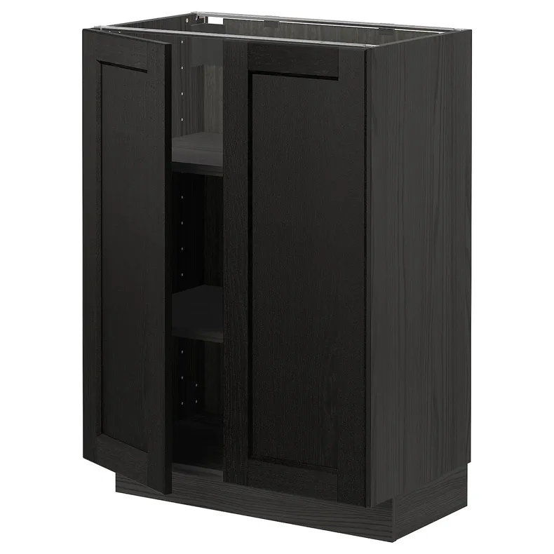 IKEA METOD МЕТОД, підлогова шафа з полицями / 2 дверцят, чорний / Лерхіттан, пофарбований у чорний колір, 60x37 см 894.658.59 фото №1