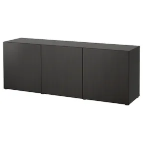 IKEA BESTÅ БЕСТО, комбинация для хранения с дверцами, черный / коричневый / Лапвикен черный / коричневый, 180x42x65 см 393.249.80 фото
