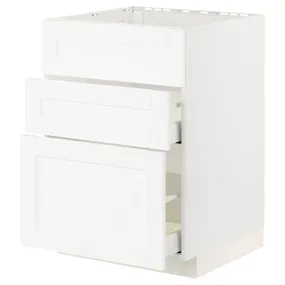 IKEA METOD МЕТОД / MAXIMERA МАКСИМЕРА, шкаф под мойку+3фасада / 2ящика, белый Энкёпинг / белая имитация дерева, 60x60 см 094.734.10 фото