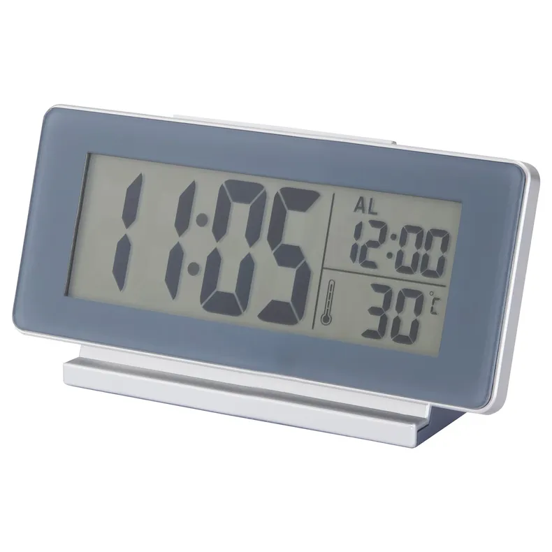 IKEA FILMIS ФІЛЬМІС, годинник/термометр/будильник, низька напруга/сірий, 16.5x9 см 505.408.31 фото №1