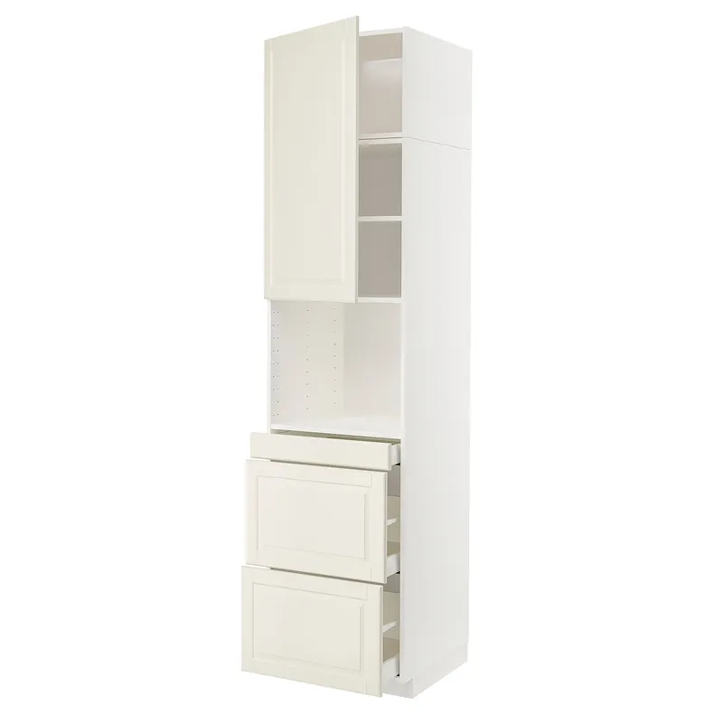 IKEA METOD МЕТОД / MAXIMERA МАКСИМЕРА, высокий шкаф д / СВЧ / дверца / 3ящика, белый / бодбинские сливки, 60x60x240 см 294.602.56 фото №1