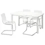 IKEA STRANDTORP СТРАНДТОРП / TOBIAS ТОБИАС, стол и 4 стула, белый / прозрачный, 150 / 205 / 260x95 см 393.886.70 фото
