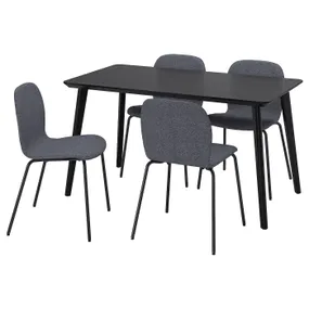 IKEA LISABO ЛІСАБО / KARLPETTER КАРЛЬПЕТТЕР, стіл+4 стільці, чорний / Gunnared середній сірий чорний, 140x78 см 895.167.69 фото