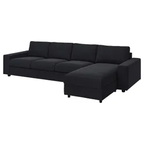 IKEA VIMLE ВІМЛЕ, 4-місний диван із кушеткою, з широкими підлокітниками / САКСЕМАРА чорно-синій 394.017.75 фото