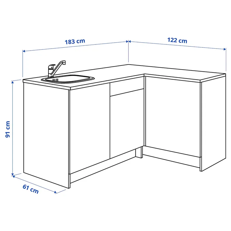 IKEA KNOXHULT КНОКСХУЛЬТ, угловая кухня, серый, 183x122x91 см 293.884.06 фото №8