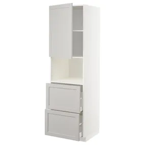 IKEA METOD МЕТОД / MAXIMERA МАКСІМЕРА, висока шафа для мікрох печі, 2 шухл, білий / світло-сірий Lerhyttan, 60x60x200 см 394.589.60 фото