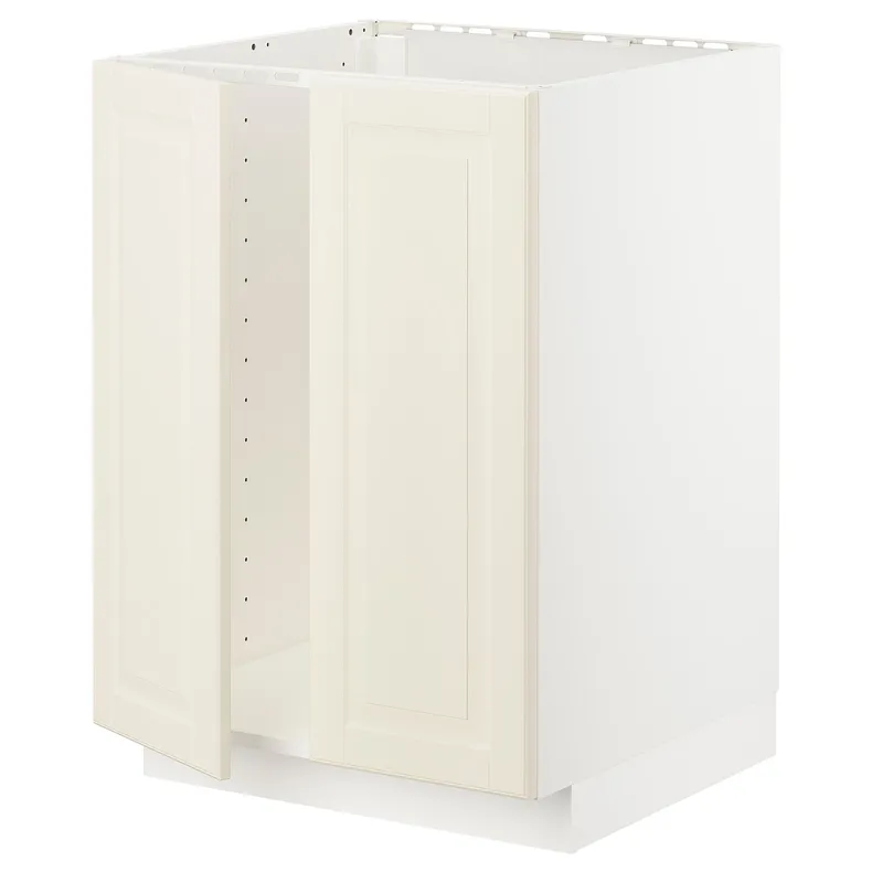 IKEA METOD МЕТОД, підлогова шафа для мийки+2 дверцят, білий / БУДБІН кремово-білий, 60x60 см 194.589.80 фото №1