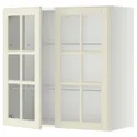 IKEA METOD МЕТОД, настінна шафа, полиці / 2 склх дверц, білий / БУДБІН кремово-білий, 80x80 см 693.949.81 фото thumb №1