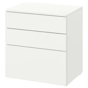 IKEA SMÅSTAD СМОСТАД / PLATSA ПЛАТСА, комод с 3 ящиками, белый/белый, 60x42x63 см 294.201.33 фото