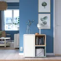IKEA EKET ЭКЕТ, комбинация шкафов с ножками, белый / мореный дуб, имитация светлого серо-голубого цвета, 70x35x72 см 095.493.87 фото thumb №2