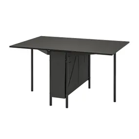 IKEA KALLHÄLL КАЛЛЬХЕЛЛЬ, складний стіл з місцем д/зберігання, чорний/темно-сірий, 33/89/145x98 см 705.000.75 фото