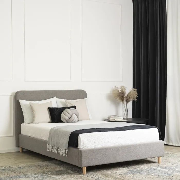 Ліжко MEBEL ELITE DENNIS 120x200 см, тканина: сірий фото №3