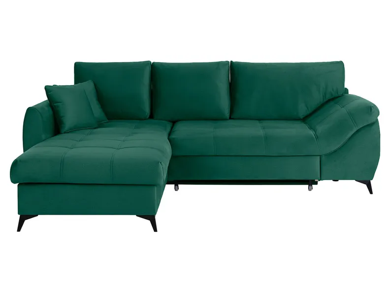 BRW Лівосторонній кутовий диван Asturia розкладний з ящиком для зберігання велюровий зелений, NA-ASTURIA-RECBK.2F-GA_BBF2F1 фото №1