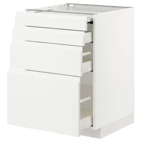 IKEA METOD МЕТОД / MAXIMERA МАКСИМЕРА, напольный шкаф с выдвиж панелью / 3ящ, белый / Воксторп глянцевый / белый, 60x60 см 594.333.70 фото