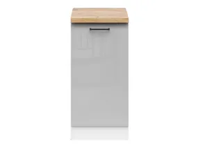 BRW Junona Line базовый шкаф для кухни 40 см левый с топом светло-серый глянец, белый/светло-серый глянцевый/крафтовый дуб золотой D1D/40/82_L_ZBL-BI/JSZP/DCRZ фото