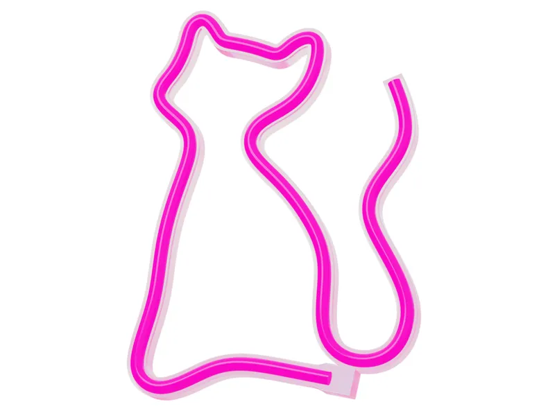 BRW Дитячий неоновий настінний світильник світлодіодний кіт рожевий 093783 фото №1
