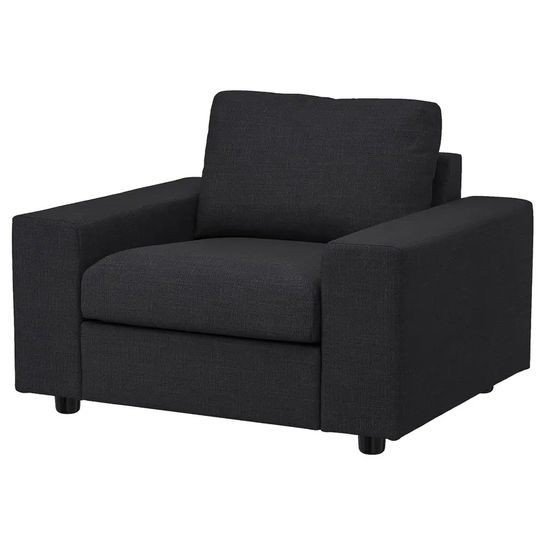 IKEA VIMLE ВІМЛЕ, крісло, з широкими підлокітниками/Холдований антрацит 994.768.76 фото №1