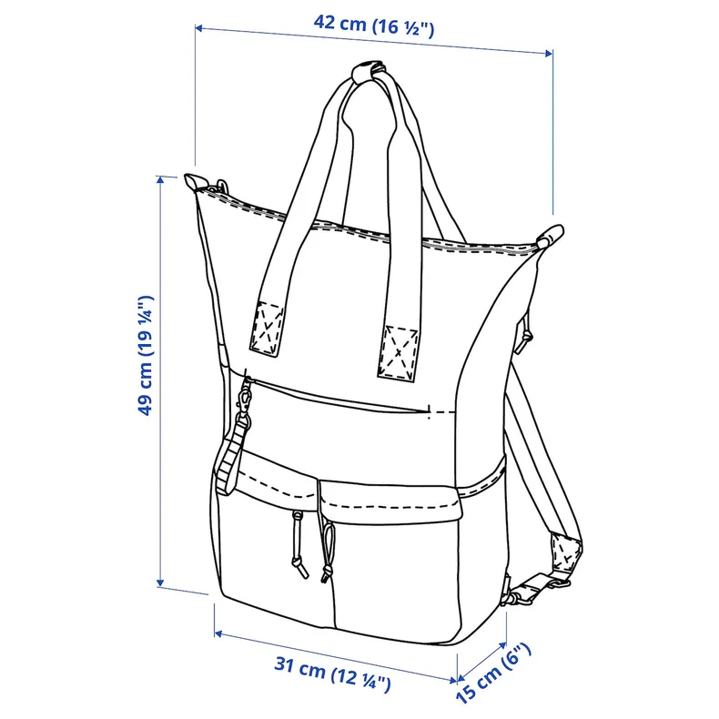 IKEA VÄRLDENS ВЕРЛЬДЕНС, рюкзак, чорний, 31x15x49 см, 26 L фото №9