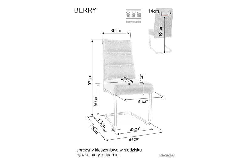 Обеденный стул SIGNAL BERRY BREGO 77 - оливковый фото №2