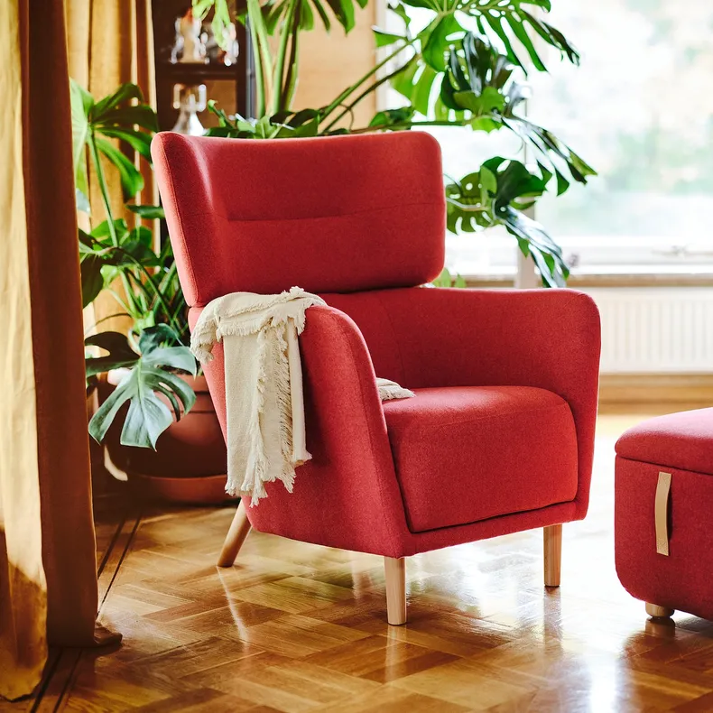 IKEA OSKARSHAMN ОСКАРШАМН, крісло з підголівником, ТОНЕРУД червоний 505.216.82 фото №3