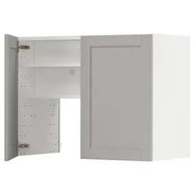 IKEA METOD МЕТОД, настінн шаф д / витяжки з полиц / дверц, білий / світло-сірий Lerhyttan, 80x60 см 395.044.05 фото