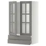IKEA METOD МЕТОД / MAXIMERA МАКСІМЕРА, шафа навісна, 2 скл дверцят / 2 шухл, білий / сірий Бодбін, 60x100 см 593.949.72 фото