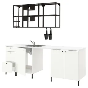 IKEA ENHET ЭНХЕТ, кухня, антрацит / белый, 243x63.5x222 см 393.378.12 фото