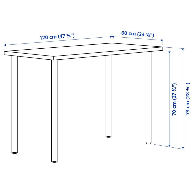 IKEA LAGKAPTEN ЛАГКАПТЕН / ADILS АДИЛЬС, письменный стол, Дуб, окрашенный в белый / темно-серый цвет, 120x60 см 994.168.87 фото №5
