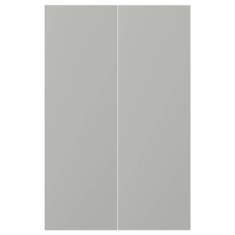 IKEA HAVSTORP ГАВСТОРП, 2 дверцят для кутової підлог шафи, світло-сірий, 25x80 см 905.684.89 фото №1