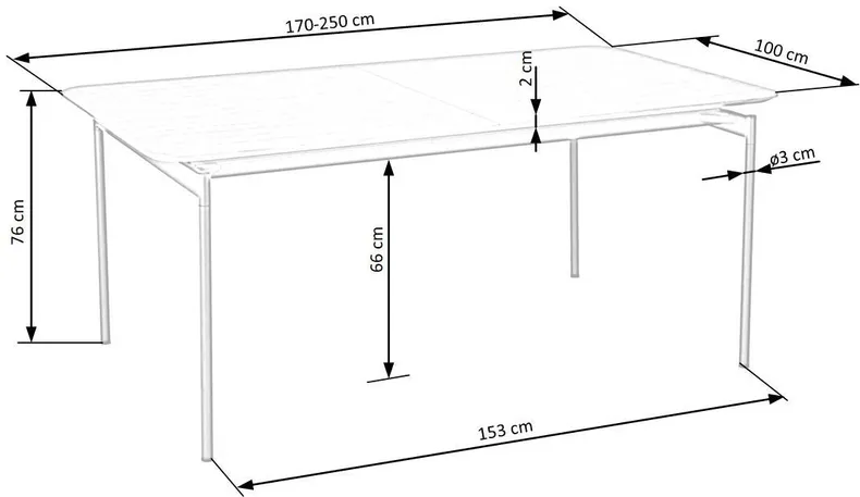 Кухонный стол HALMAR SMART 170-250x100 см дуб натуральный/черный фото №15