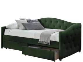 Ліжко односпальне з шухлядами HALMAR ALOHA 90x200 см темно-зелене фото