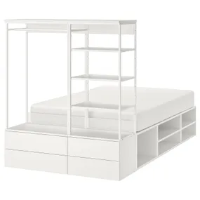 IKEA PLATSA ПЛАТСА, каркас ліжка з 4 шухлядами, білий / Fonnes, 140x244x163 см 893.264.63 фото