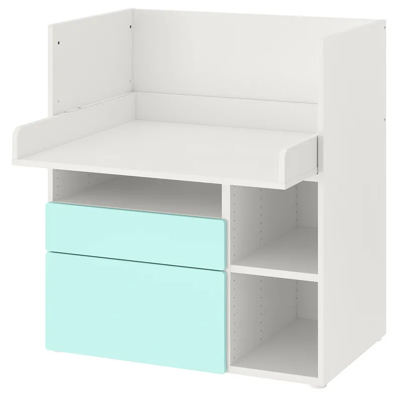 IKEA SMÅSTAD СМОСТАД, письменный стол, белый бледно-бирюзовый с 2 ящиками, 90x79x100 см 693.922.51 фото №1