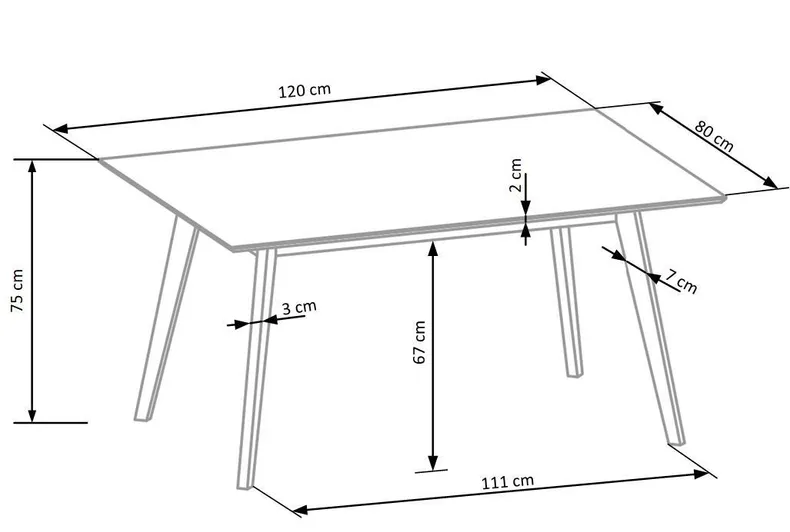 Столовий комплект HALMAR CORDOBA стіл + 4 стільці 120x80 см дуб фото №3
