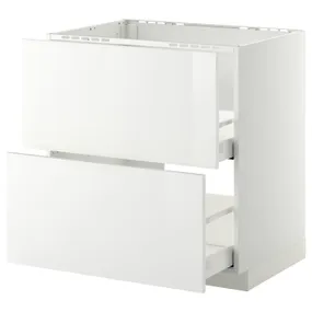 IKEA METOD МЕТОД / MAXIMERA МАКСІМЕРА, підлог шафа д / мийки+2 фр пан / 2 шух, білий / РІНГХУЛЬТ білий, 80x60 см 699.202.42 фото
