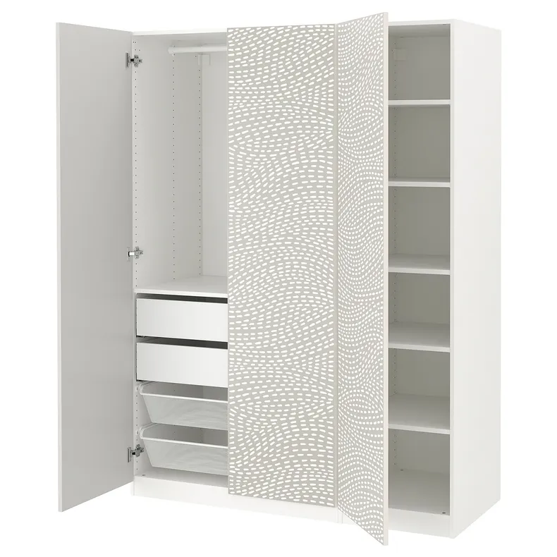 IKEA PAX ПАКС / MISTUDDEN МИСТУДДЕН, гардероб, комбинация, белый / серый узор, 150x60x201 см 395.211.79 фото №1
