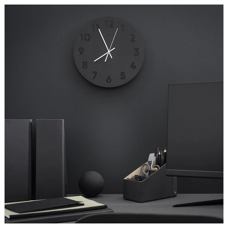 IKEA TUNNIS ТУННІС, настінний годинник, низьковольтний / чорний, 30 см 005.404.85 фото №3