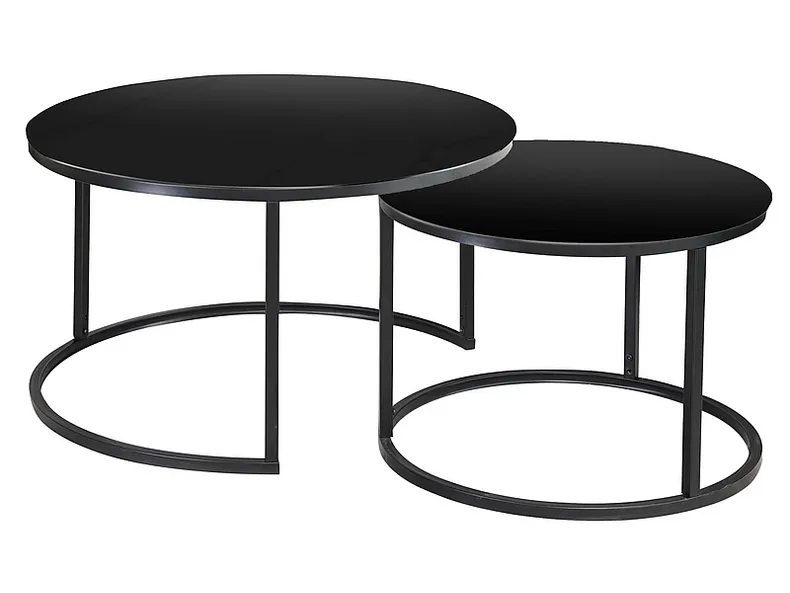 Комплект журнальных столиков (2 шт круглые) SIGNAL ATLANTA D, 80х45 см / 60х42 см, черный / черный мат фото №1
