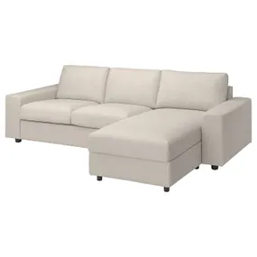 IKEA VIMLE ВИМЛЕ, 3-местный диван с козеткой, с широкими подлокотниками / бежевый с пунцовым оттенком 294.012.95 фото