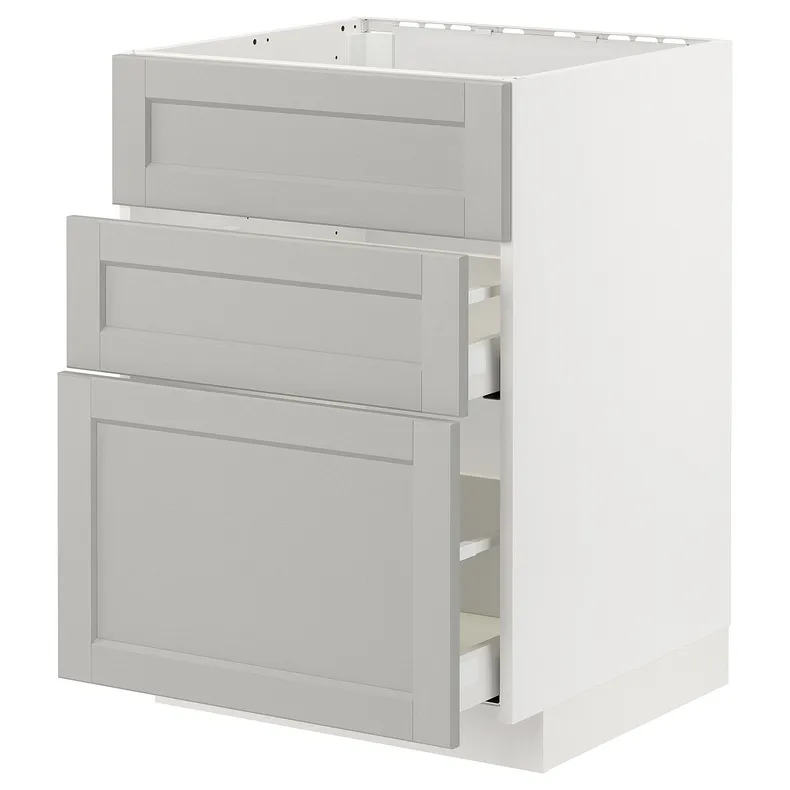 IKEA METOD МЕТОД / MAXIMERA МАКСИМЕРА, шкаф д / варочн панели / вытяжка / ящик, белый / светло-серый, 60x60 см 694.776.22 фото №1