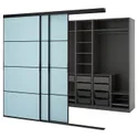 IKEA SKYTTA СКЮТТА / PAX ПАКС, гардероб із розсувними дверцятами, чорний темно-сірий / світло-блакитний Mehamn, 276x160x240 см 495.524.86 фото thumb №1