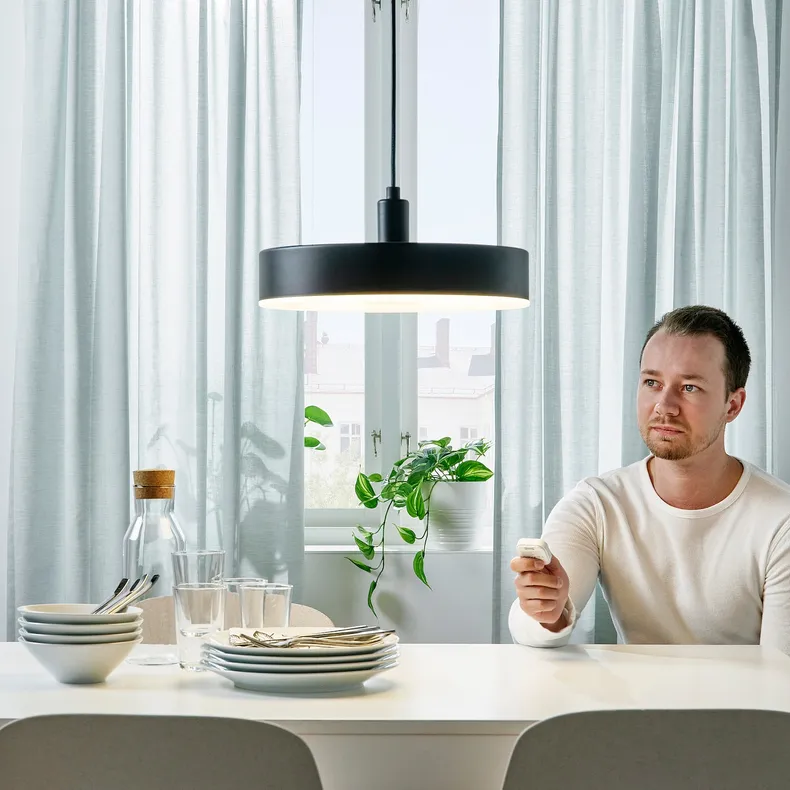 IKEA NYMÅNE НИМОНЕ, подвесной светильник, светодиодный, беспроводная тонировка белый спектр / антрацит, 38 см 905.040.44 фото №5