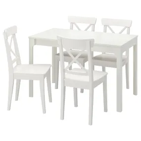 IKEA EKEDALEN ЕКЕДАЛЕН / INGOLF ІНГОЛЬФ, стіл+4 стільці, білий/білий, 80/120 см 694.829.68 фото