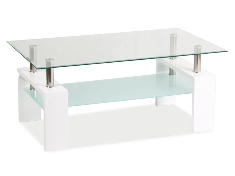 Скляний журнальний столик SIGNAL LISA Basic II, білий лак, 60x100 фото №1